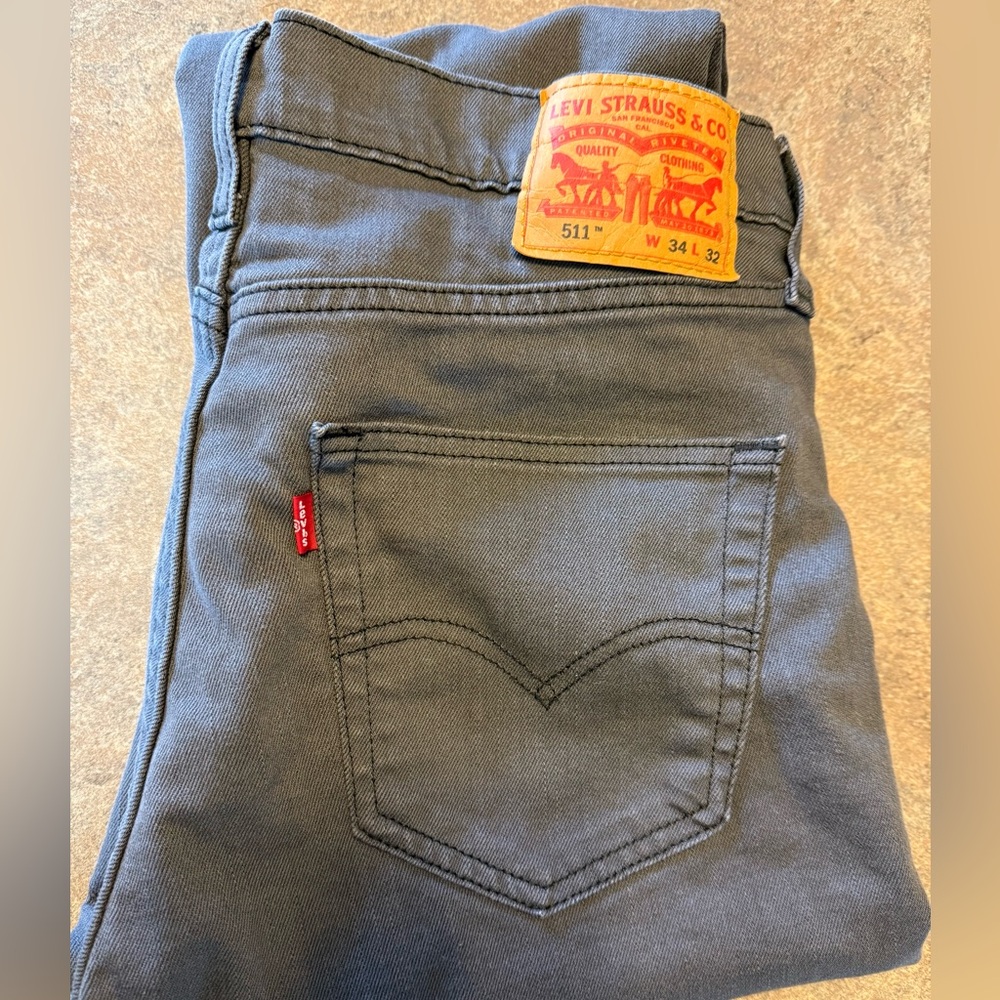 Levi Strauss 511 34x32 Jean khakis Water<Less Gray